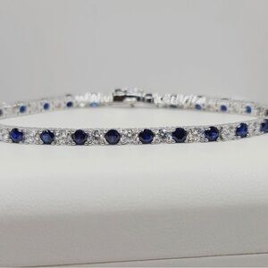 Elegant Silver and Blue diamonluxe 925 sterling silver bracelet